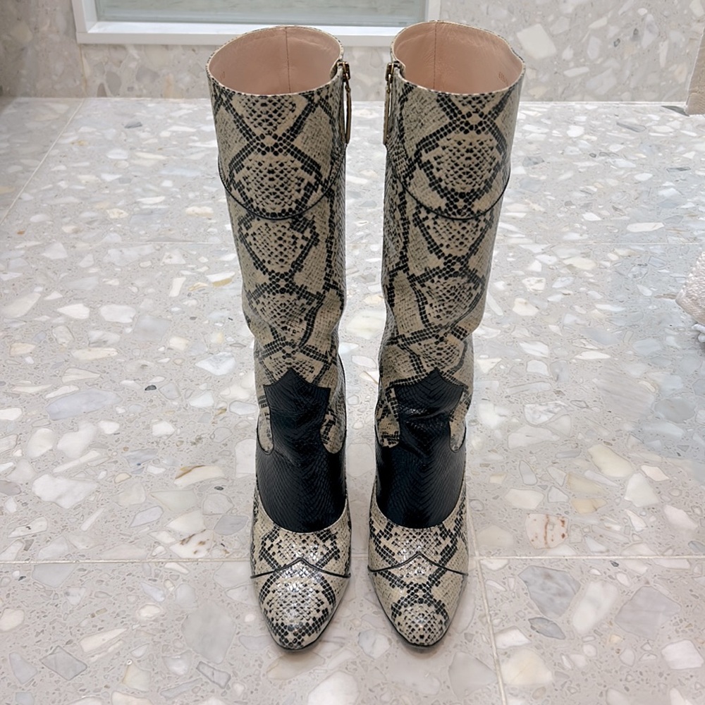GUCCI python print leather boots - Picture 2 of 10